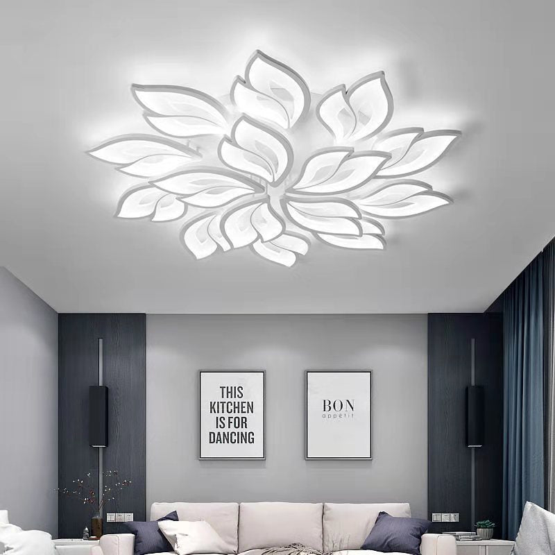 現代的な北欧風の花びら模様の鉄製アクリル製LEDセミフラッシュマウントシーリングライト（リビングルーム用） 