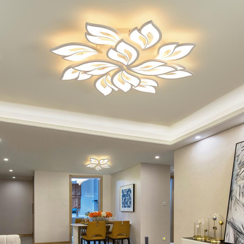 現代的な北欧風の花びら模様の鉄製アクリル製LEDセミフラッシュマウントシーリングライト（リビングルーム用） 