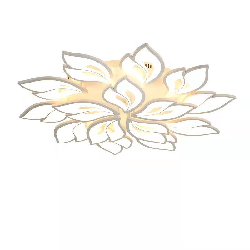 現代的な北欧風の花びら模様の鉄製アクリル製LEDセミフラッシュマウントシーリングライト（リビングルーム用） 