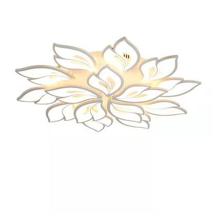 現代的な北欧風の花びら模様の鉄製アクリル製LEDセミフラッシュマウントシーリングライト（リビングルーム用） 