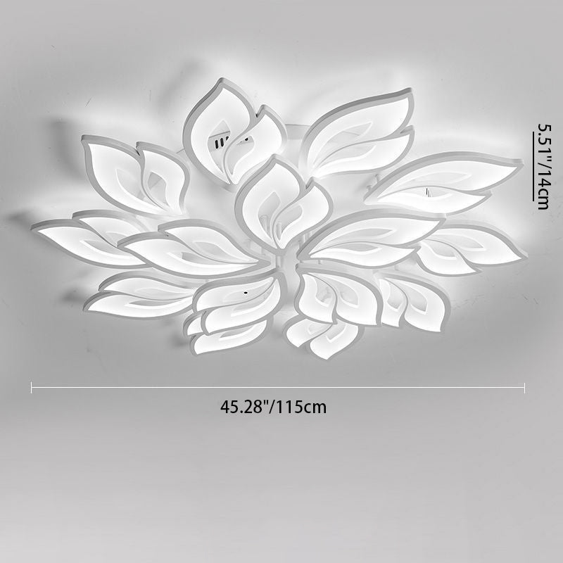 現代的な北欧風の花びら模様の鉄製アクリル製LEDセミフラッシュマウントシーリングライト（リビングルーム用） 
