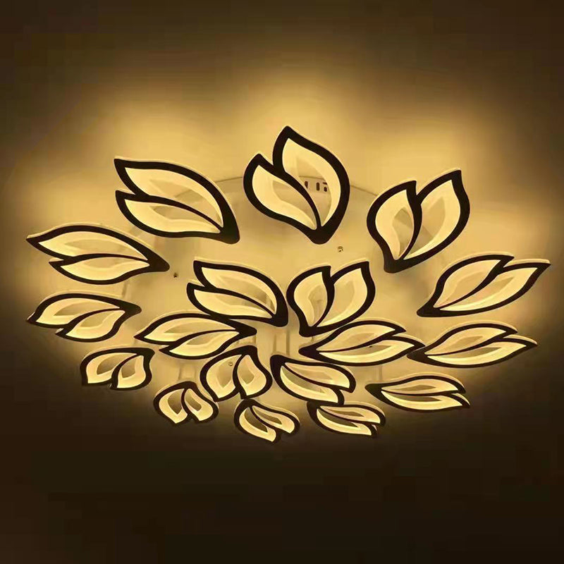 現代的な北欧風の花びら模様の鉄製アクリル製LEDセミフラッシュマウントシーリングライト（リビングルーム用） 