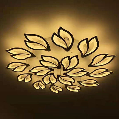 現代的な北欧風の花びら模様の鉄製アクリル製LEDセミフラッシュマウントシーリングライト（リビングルーム用） 