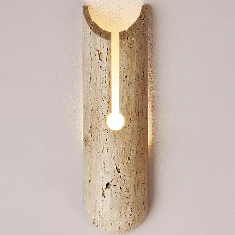 Traditional Vintage Rectangle Yellow Travertine LED Wall Sconce Lamp For Hallway