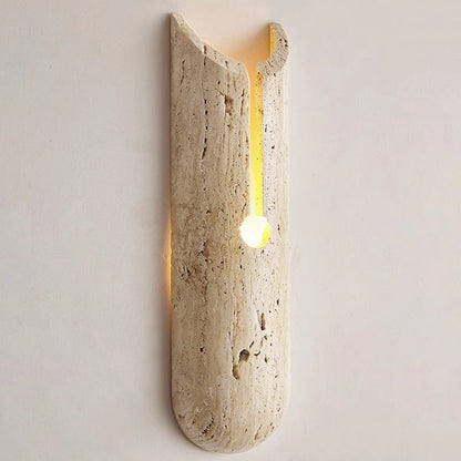 Traditional Vintage Rectangle Yellow Travertine LED Wall Sconce Lamp For Hallway