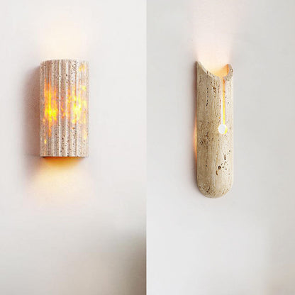 Traditional Vintage Rectangle Yellow Travertine LED Wall Sconce Lamp For Hallway