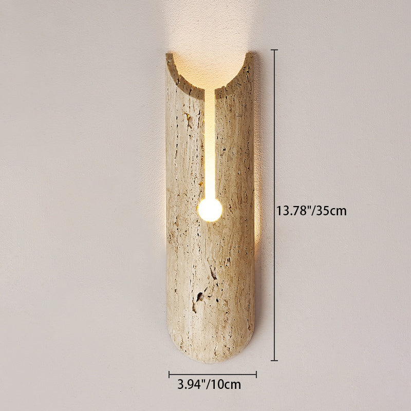 Traditional Vintage Rectangle Yellow Travertine LED Wall Sconce Lamp For Hallway