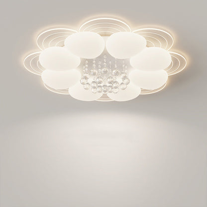 Modern Luxury Round Iron Acrylic Crystal LED Flush Mount Ceiling Light For Bedroom