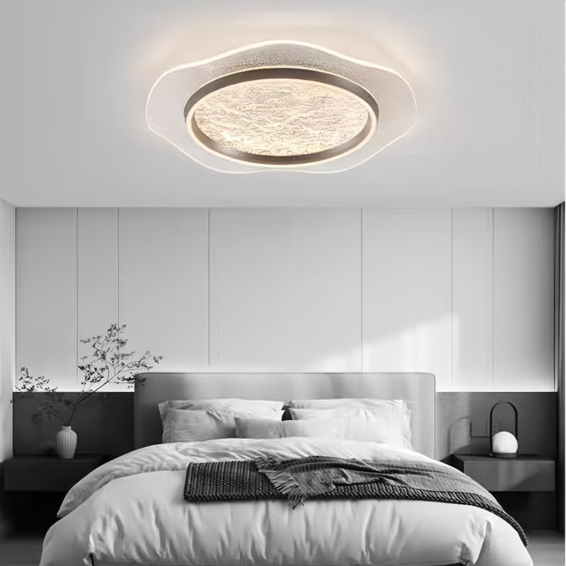 مصباح سقف LED دائري معدني من الألومنيوم والأكريليك بتصميم زهور فاخر عصري لغرفة النوم