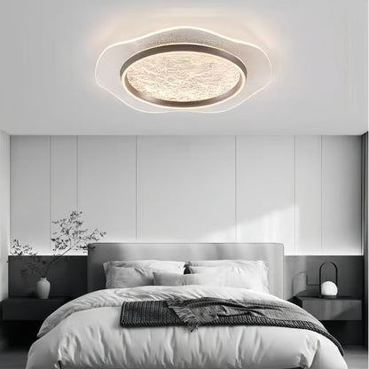 مصباح سقف LED دائري معدني من الألومنيوم والأكريليك بتصميم زهور فاخر عصري لغرفة النوم