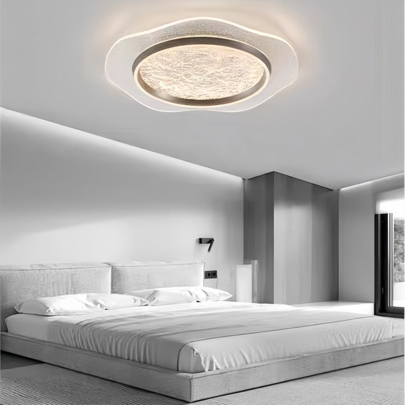 مصباح سقف LED دائري معدني من الألومنيوم والأكريليك بتصميم زهور فاخر عصري لغرفة النوم