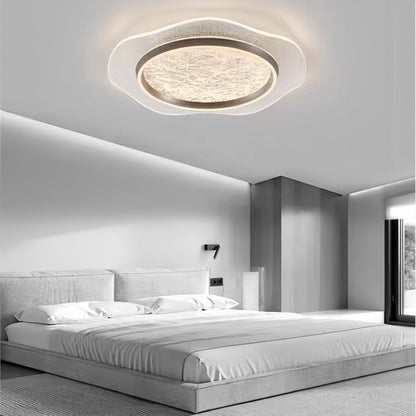 مصباح سقف LED دائري معدني من الألومنيوم والأكريليك بتصميم زهور فاخر عصري لغرفة النوم