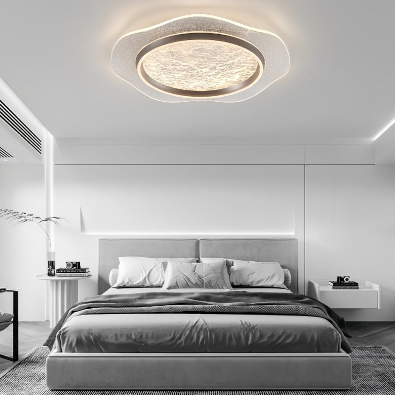 مصباح سقف LED دائري معدني من الألومنيوم والأكريليك بتصميم زهور فاخر عصري لغرفة النوم