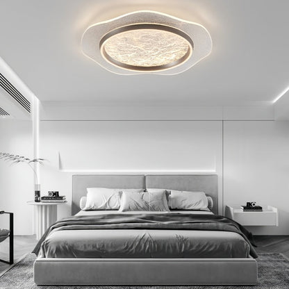 مصباح سقف LED دائري معدني من الألومنيوم والأكريليك بتصميم زهور فاخر عصري لغرفة النوم