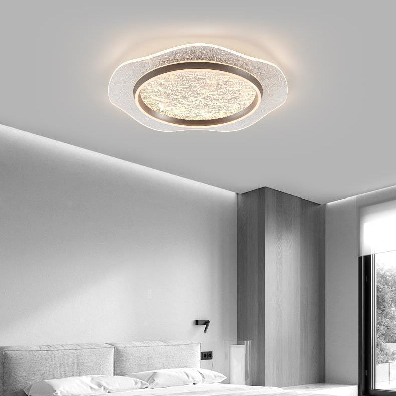 مصباح سقف LED دائري معدني من الألومنيوم والأكريليك بتصميم زهور فاخر عصري لغرفة النوم