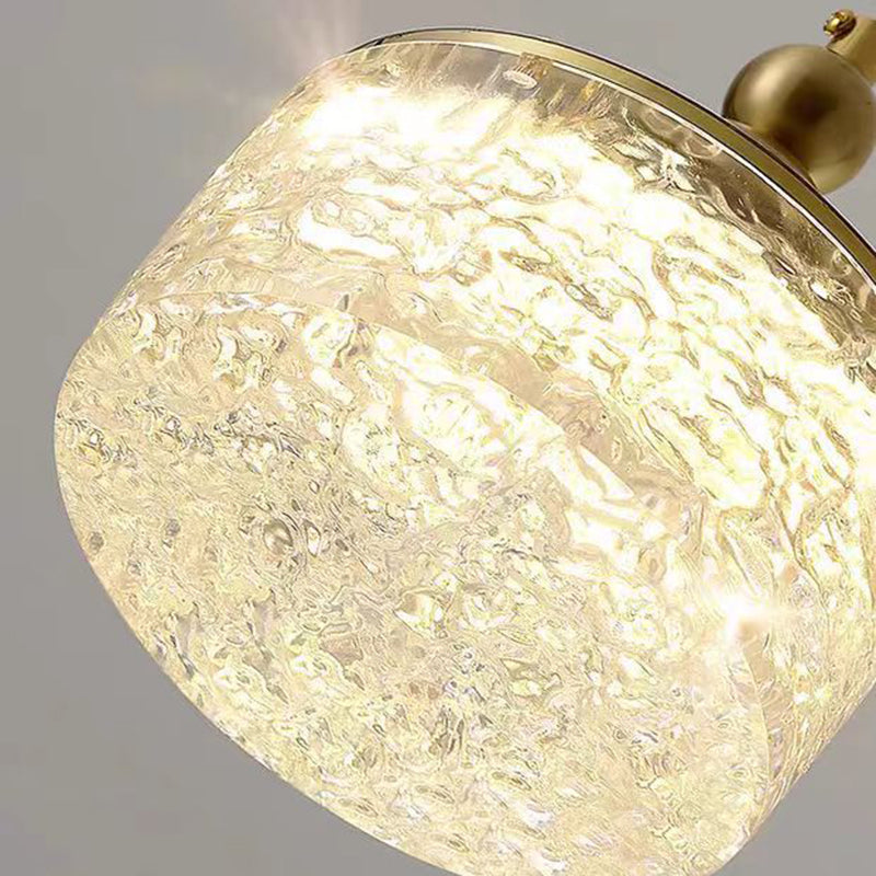 Contemporary Nordic Cylinder Stainless Steel Glass Crystal LED Pendant Light For Bedroom