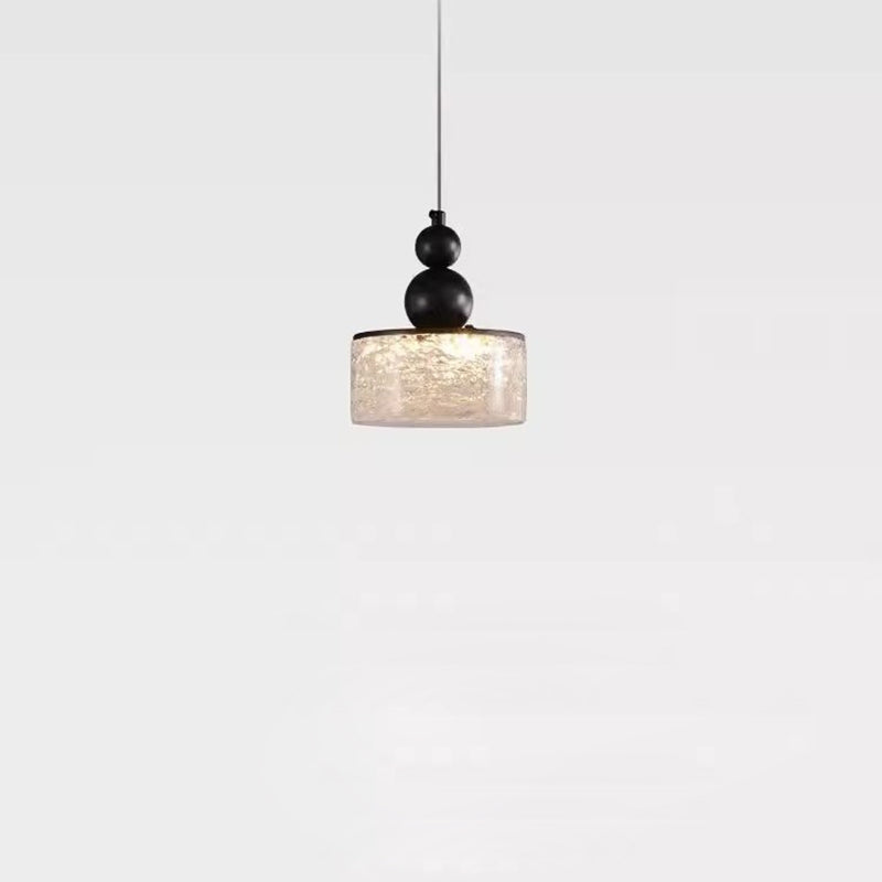 Contemporary Nordic Cylinder Stainless Steel Glass Crystal LED Pendant Light For Bedroom