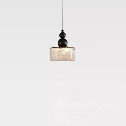 Contemporary Nordic Cylinder Stainless Steel Glass Crystal LED Pendant Light For Bedroom