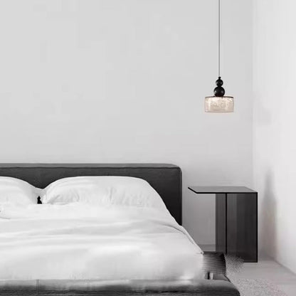 Contemporary Nordic Cylinder Stainless Steel Glass Crystal LED Pendant Light For Bedroom
