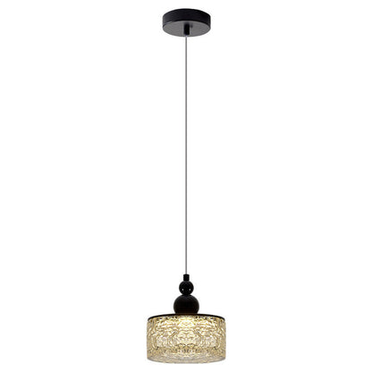 Contemporary Nordic Cylinder Stainless Steel Glass Crystal LED Pendant Light For Bedroom