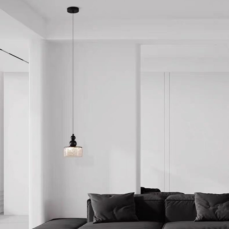 Contemporary Nordic Cylinder Stainless Steel Glass Crystal LED Pendant Light For Bedroom