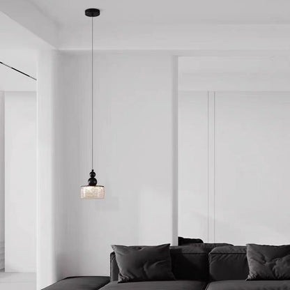 Contemporary Nordic Cylinder Stainless Steel Glass Crystal LED Pendant Light For Bedroom