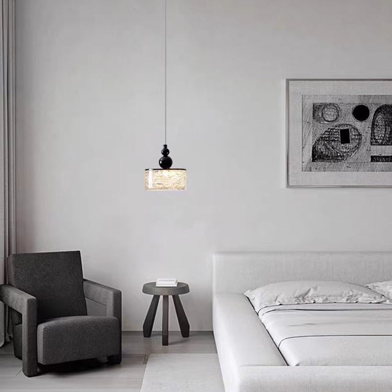 Contemporary Nordic Cylinder Stainless Steel Glass Crystal LED Pendant Light For Bedroom