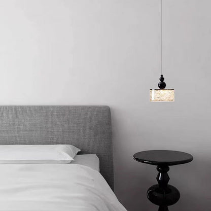 Contemporary Nordic Cylinder Stainless Steel Glass Crystal LED Pendant Light For Bedroom