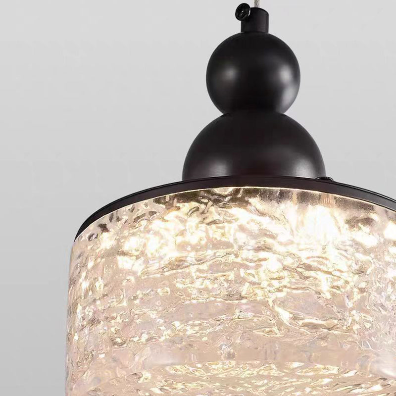 Contemporary Nordic Cylinder Stainless Steel Glass Crystal LED Pendant Light For Bedroom