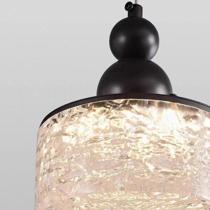 Contemporary Nordic Cylinder Stainless Steel Glass Crystal LED Pendant Light For Bedroom