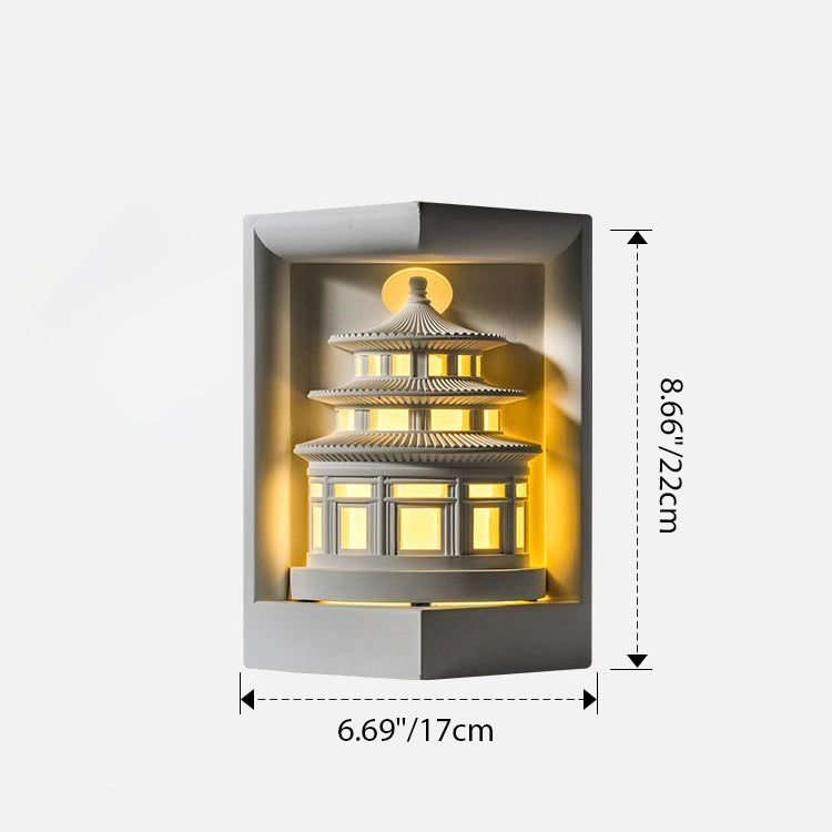 Traditional Chinese Loft Round Gypsum 1-Light Wall Sconce Lamp For Hallway