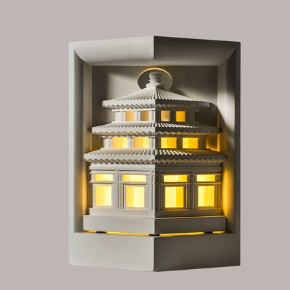 Traditional Chinese Loft Round Gypsum 1-Light Wall Sconce Lamp For Hallway