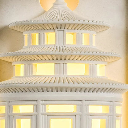 Traditional Chinese Loft Round Gypsum 1-Light Wall Sconce Lamp For Hallway
