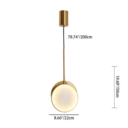 Modern Luxury Round Metal Marble LED Pendant Light For Bedroom