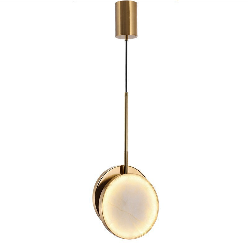 Modern Luxury Round Metal Marble LED Pendant Light For Bedroom