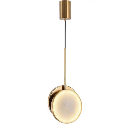 Modern Luxury Round Metal Marble LED Pendant Light For Bedroom