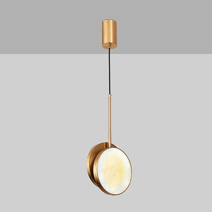 Modern Luxury Round Metal Marble LED Pendant Light For Bedroom