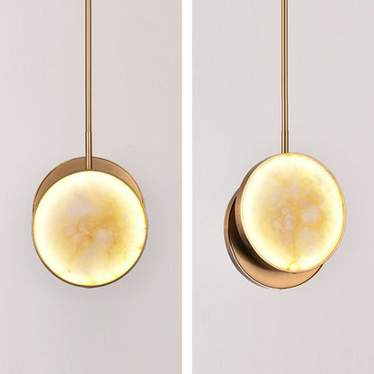 Modern Luxury Round Metal Marble LED Pendant Light For Bedroom