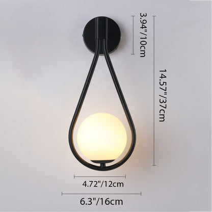 Contemporary Nordic Water Drop Iron Glass 1-Light Wall Sconce Lamp For Bedroom
