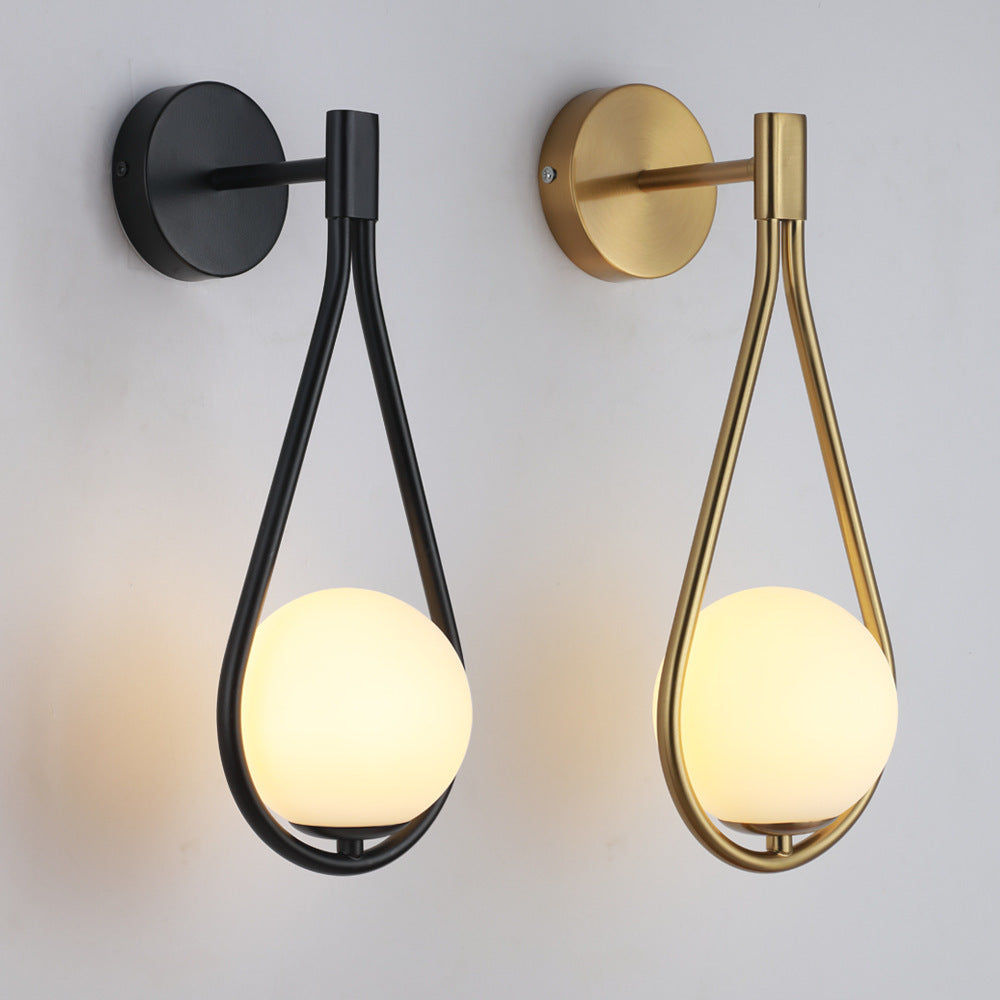 Contemporary Nordic Water Drop Iron Glass 1-Light Wall Sconce Lamp For Bedroom