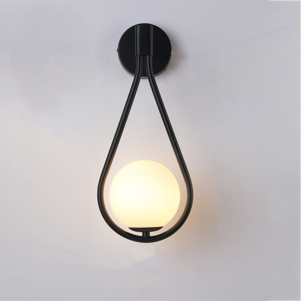 Contemporary Nordic Water Drop Iron Glass 1-Light Wall Sconce Lamp For Bedroom