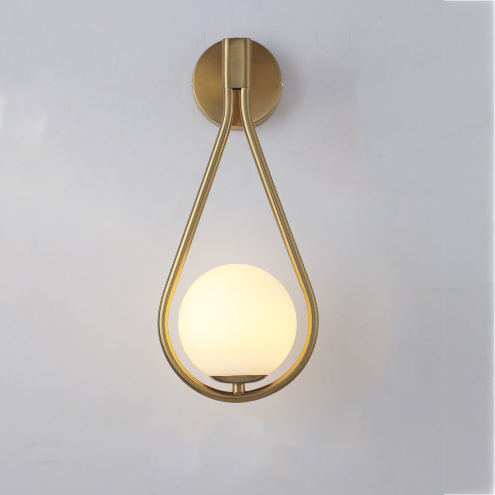 Contemporary Nordic Water Drop Iron Glass 1-Light Wall Sconce Lamp For Bedroom