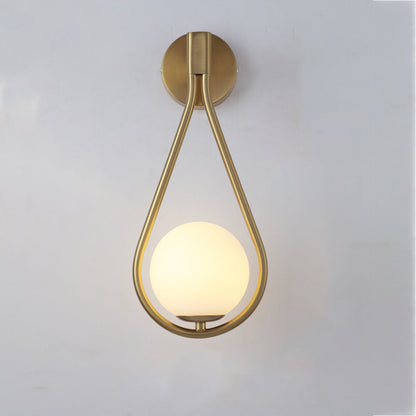 Contemporary Nordic Water Drop Iron Glass 1-Light Wall Sconce Lamp For Bedroom