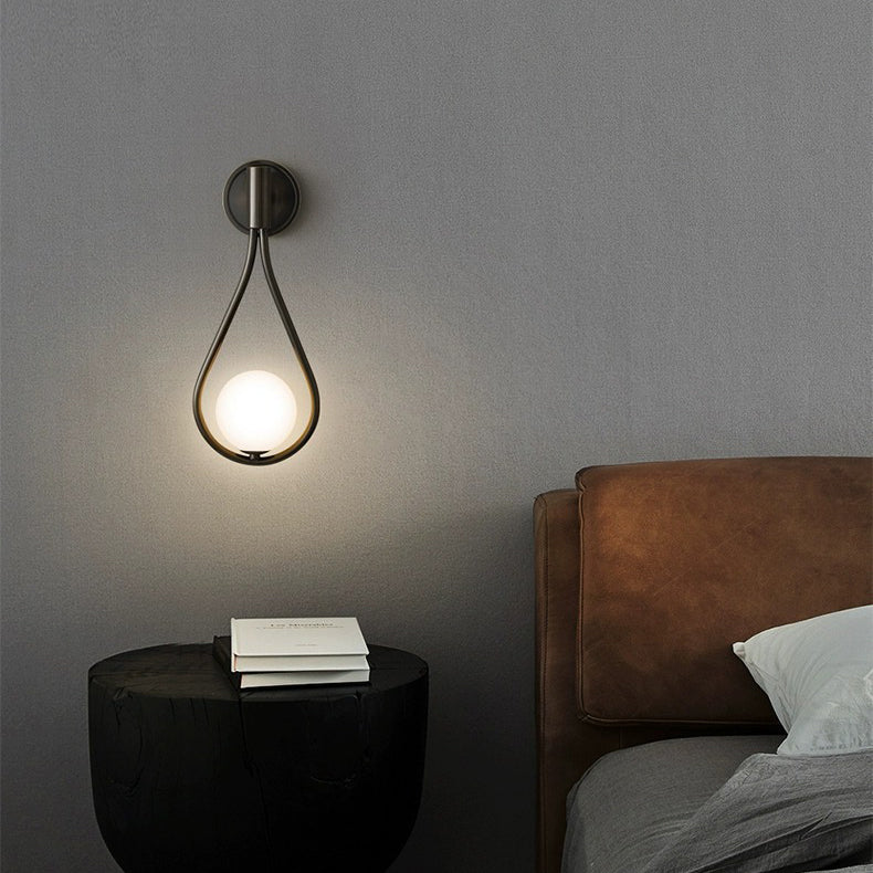 Contemporary Nordic Water Drop Iron Glass 1-Light Wall Sconce Lamp For Bedroom