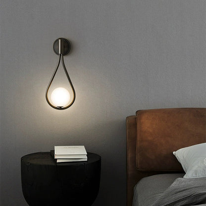 Contemporary Nordic Water Drop Iron Glass 1-Light Wall Sconce Lamp For Bedroom