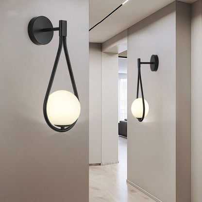 Contemporary Nordic Water Drop Iron Glass 1-Light Wall Sconce Lamp For Bedroom