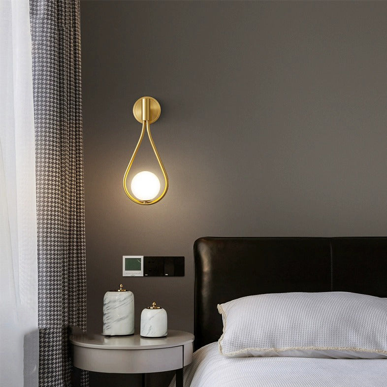 Contemporary Nordic Water Drop Iron Glass 1-Light Wall Sconce Lamp For Bedroom
