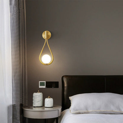 Contemporary Nordic Water Drop Iron Glass 1-Light Wall Sconce Lamp For Bedroom