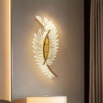Contemporary Scandinavian Coconut Leaf Curved Iron Acrylic LED Wall Sconce Lamp For Bedroom