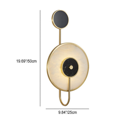 Contemporary Nordic Round Iron Marble LED Wall Sconce Lamp For Bedroom